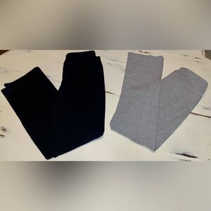 2 Pair Dalia Black and Gray Leggings Athletic Style